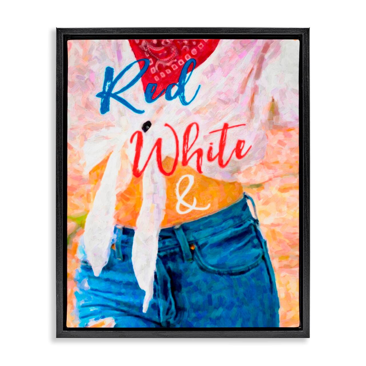 Stupell Industries Red White & Blue Patriotic American Celebration Floater Framed Art